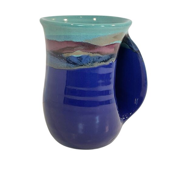 Neher Pottery Clay in Motion Hand Warmer Coffee Mug New Signed Right Handed 14oz - Picture 1 of 8